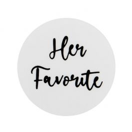 Sticker Rund "Her Favorite" (Weiß mit Schwarz Text) 3,8 cm (1 Blatt) [LS1HHER]