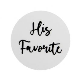 Sticker Rund "His Favorite" (Weiß mit Schwarz Text) 3,8 cm (1 Blatt) [LS1HHIS]