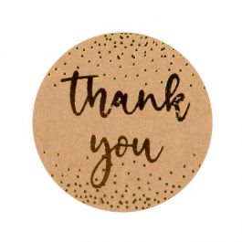 Sticker Rund "Thank You" (Kraft mit Gold Text) 3,8 cm (1 Blatt) [LS1HKTY]