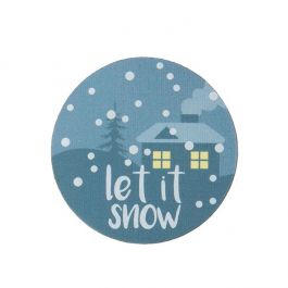 Sticker Rund "Let It Snow" (Blau mit Weiß Hot Stamp) 3,8 cm (1 Blatt) [LS1HLIS]