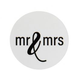 Sticker Rund "Mr & Mrs" (Weiß mit Schwarz Text) 3,8 cm (1 Blatt) [LS1HMMW]