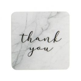 Sticker Quadratisch "Thank You" (Mamor mit Grau Text) 3,8 cm (1 Blatt) [LS1HMTY]