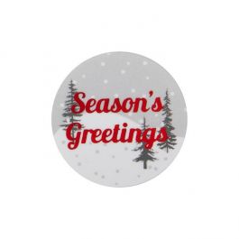 Sticker Rund "Season's Greetings" (Grau/Weiß mit Rot Hot Stamp) 3,8 cm (1 Blatt) [LS1HSG]