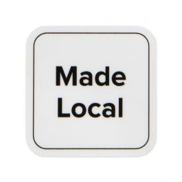 Sticker Quadratisch "made local" (Weiß mit Schwarz Text) 2,5 cm (1 Blatt) [LS1ML]