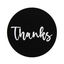 Sticker Rund "Thanks" (Schwarz mit Weiß Text) 5,1 cm (1 Blatt) [LS2BTH]