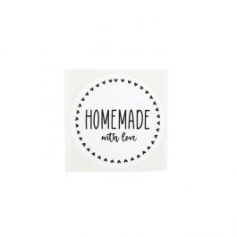 Sticker Rund "Homemade mit Love" (Weiß mit Schwarz Text) 5,1 cm (1 Batt) [LS2HML]