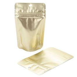 Doypack Or métallisé matte avec trou de suspension 7.9 x 5.1 x 13 cm (100 Pièces) [ZBGM1MG]