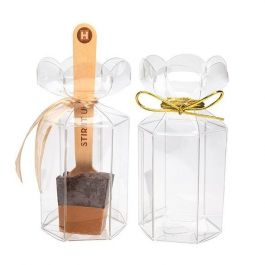 Boite à conformité alimentaire avec dessus en forme de fleur 4.9x4.9x7.6cm (25 Pièces) [FS354]