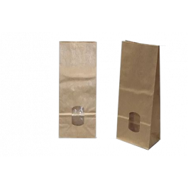 Blockbodenbeutel Kraft Braun mit OPP gefüttert 8x5x24cm | 200-250 Gramm (100 Stück) [PAB814]