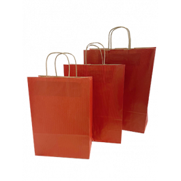 Sac de course Rouge Foncé - Papier Kraft 90 grammes - 22+10 x 31 cm (50 pièces) [PAM2231DKR]
