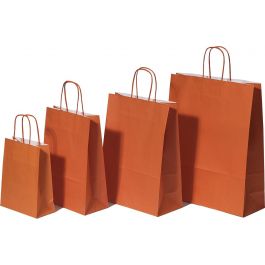 Sac de course Orange - Papier Kraft 100 grammes - 32+12 x 41 cm (50 pièces) [PAM3241OR]