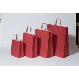 Sac de course Rouge - Papier Kraft 90 grammes - 22+10 x 31 cm (50 pièces) [PAM2231R]