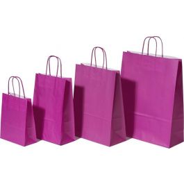 Sac de course Rose - Papier Kraft 90 grammes - 22+10 x 31 cm (50 pièces) [PAM2231P]