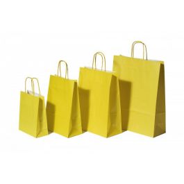 Sac de course Jaune - Papier Kraft 90 grammes - 22+10 x 31 cm (50 pièces) [PAM2231Y]