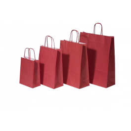 Sac de course Rouge - Papier Kraft 100 grammes - 32+12 x 41 cm (50 pièces) [PAM3241R]