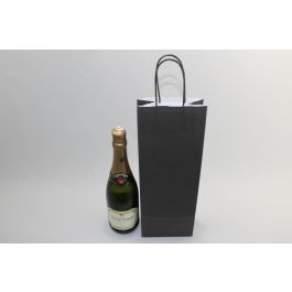 Papiertragetaschen für Flaschen 14x8x39cm Schwarz (50 Stück) [PAWF1439BK]