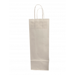 Papiertragetaschen für Flaschen 14x8x39cm Weiß (50 Stück) [PAWF1439W]