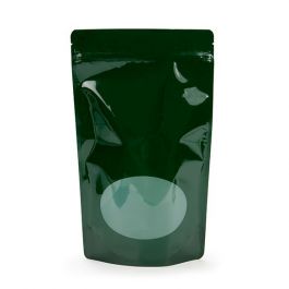 Doypack vert chasseur avec fenêtre 10.2 x 6 x 15.2 cm (57 g) (100 Pièces) [ZBGO2HG]