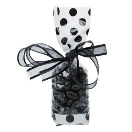 Sachet imprimé avec fond blanc et pois noirs aux extrémités, 5.1x4.8x24.1 cm (100 pièces) [G1WB]