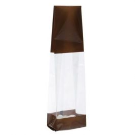 Sachet SOS imprimé transparent avec extrémités marron 6.7x4.8x27.3 cm (100 pièces) [G2BN]