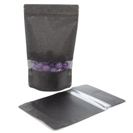 Sac en papier de riz noir 17.1 x 8.9 x 28.6 cm (340 g) (100 Pieces) [ZBGR4B]