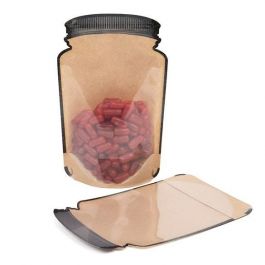 Kraft Jarre a cookie Doypack avec fond transparent 13x7.6x20.6 cm (100 Pieces) [SP3KC]