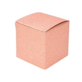 Boîte pliante Or Rose pailletée 7,6 x 7,6 x 7,6 cm (25 pièces) [FB2RG]