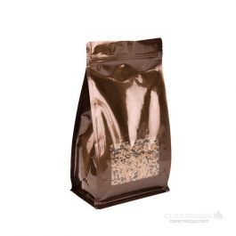 Sac à maintient Bronze métallisé avec Fenêtre transparente rectangulaire 12.5 x 7.5 x 20.5cm (100 Pieces) [SQMS7BZ]