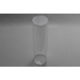 Tube en plastique rond 5x25cm Fond collé et couvercle amovible (25 pièces) [KJ-5X25V]