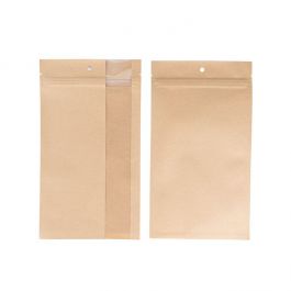 Druckverschlussbeutel Kraft mit vertikalem Fenster 12.7x20.8 cm (100 Stück) [HZBV6K]