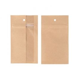 Druckverschlussbeutel Kraft mit vertikalem Fenster 7.6x11.4 cm (100 Stück) [HZBV3K]