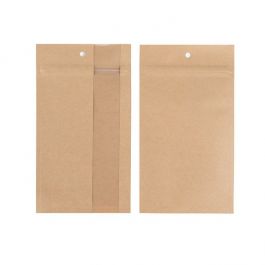 Druckverschlussbeutel Kraft mit vertikalem Fenster 10.2x16.5 cm (100 Stück) [HZBV5K]