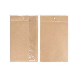 Druckverschlussbeutel Kraft mit vertikalem Fenster 15.2x23.5 cm (100 Stück) [HZBV7K]