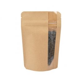 Standbodenbeutel mit Vertikalem Fenster Kraft 10.2x6x15.2 cm (100 Stück) [ZBGV2K]