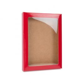 Boîte à fenêtre en papier rouge brillant avec feuille PET insérée,13.5x1.5x18.5mm, A7 (25 Pieces) [WGRG1]
