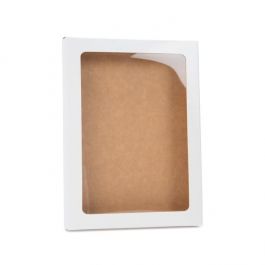 Boîte à fenêtre en papier blanc brillant avec feuille de PET insérée 13.7 x 1.5 x 18.7 cm, A7 (25 Pieces) [WGWG1]