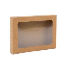 Boîte en papier kraft avec fenêtre et feuille en PET insérée, 9.5x2.2x13.2cm (25 Pieces) [WKRG246]