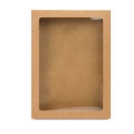 Boite en papier kraft à fenêtre avec feuille PET insérée 13.7 x 2.2 x 18.7 cm (25 Pièces) [WKRG266]