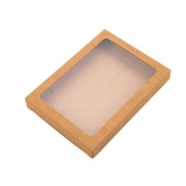Boite en papier kraft à fenêtre avec feuille PET insérée 11.5 x 2.2 x 15 cm (25 Pièces) [WKRG247]