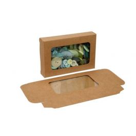 Boite en papier kraft à fenêtre avec feuille PET insérée 7x 2.1x10.3cm (25 Pièces) [WKRG317]