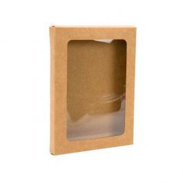 Boîte en papier Kraft à fenêtre avec feuille PET insérée 12.5 x 1.5 x 16.8 cm, A6 (25 Pièces) [WKRG2]