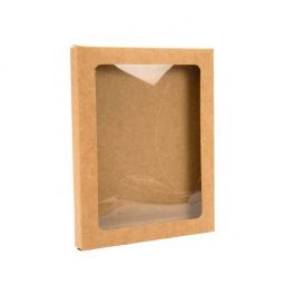 Boîte en papier Kraft à fenêtre avce feuille PET insérée 11.5 x 1.5 x 15 cm (25 pièces) [WKRG3]