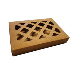 Boîtes cadeaux en kraft avec grille découpée 7 x 1,4 x 10,3 cm (25 pièces) [WKRL200]