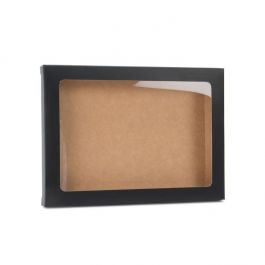 Boîte à fenêtre en papier noir mat avec feuille PET insérée 13.7x1.5x18.7cm A7 (25 Pieces) [WMBG1]