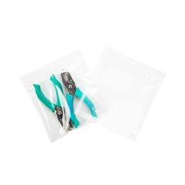 Sachet zip à transparence cristalline 75 microns avec trou pour suspension 15,2x15,2cm (100 pièces) [Z3R66]