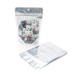 Standbodenbeutel Transparent/Schwarz 12x7.5x18.5cm | 110 Gramm mit Aufhängeloch (100 Stück) [ZBGB46H]