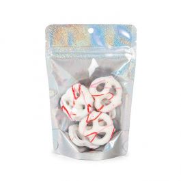 Doypack Transparent/Holographique Paillettes 10,2x6x15,2 cm Trou Suspension Rond (25 pièces) [ZBGHG2C]