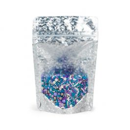 Doypack Transparent/Glace holographique 10,2x6x15,2 cm Trou Suspension Rond (25 pièces) [ZBGHI2C]