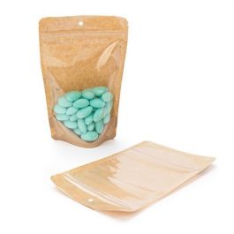 Doypack en papier Kraft avec transparence, 13 x 8 x 20,5 cm (113 g) Trou Suspension Rond (100 Pieces) [ZBGKC3H]