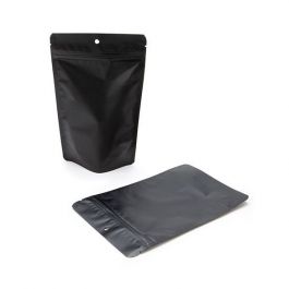 Doypack noir mat 13 x 7.9 x 20.6 cm (113 g) Trou Suspension Rond (100 Pièces) [ZBGM3MBH]